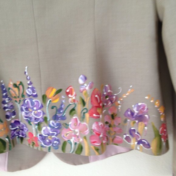 Calvin Klein Hand Painted Floral Blazer Jacket - Picture 11 of 16